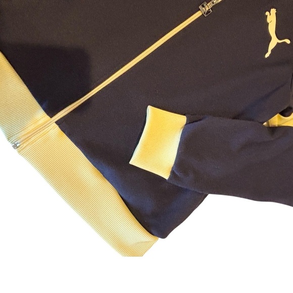 Vintage 70s Puma Track Jacket Full Zip Warmup Cream Navy Blue XL Retro Sporty - Picture 5 of 9